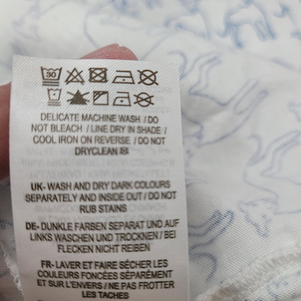 Boden Knit Shirt Grayhound Dog Print Size 12 Long Sleeve Button Up White/Blue - Picture 6 of 6